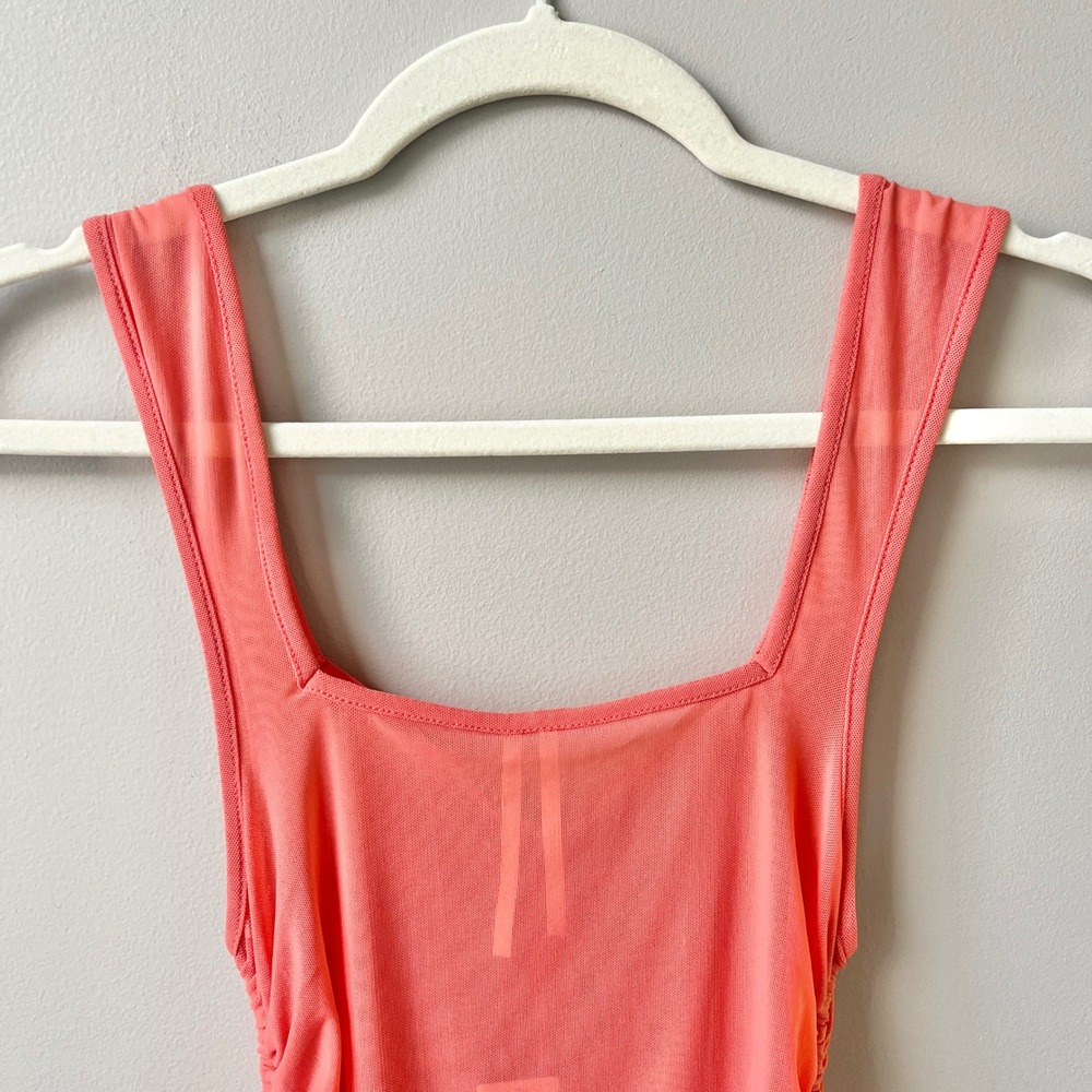 Anthropologie Dress Women's Small New NWT Coral Pink Mesh Fitted Festival Mini - Picture 12 of 12